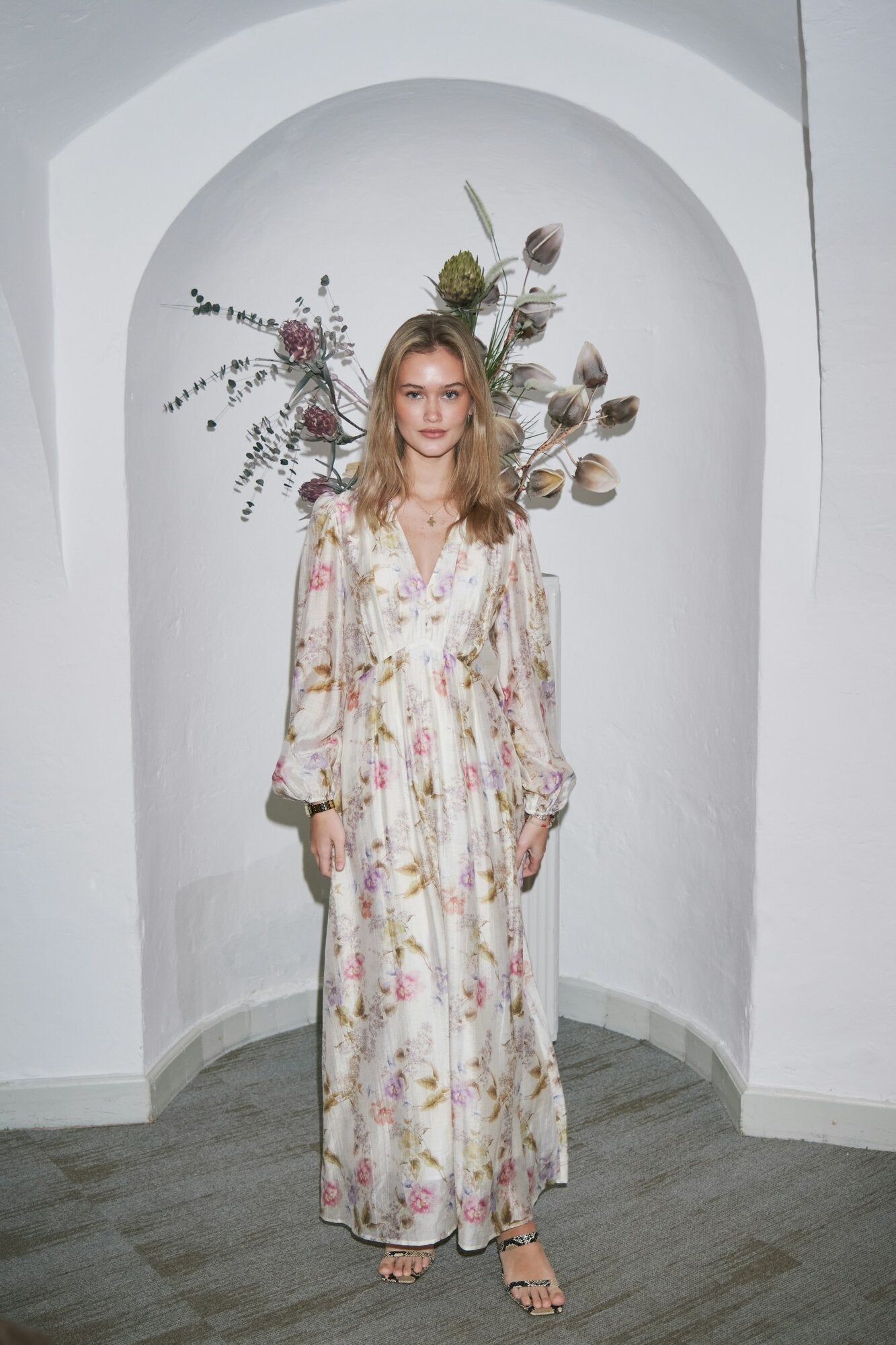 Silfi Vintage Flower kjole - Off White